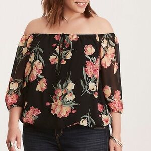 Torrid off the shoulder Floral Top size large